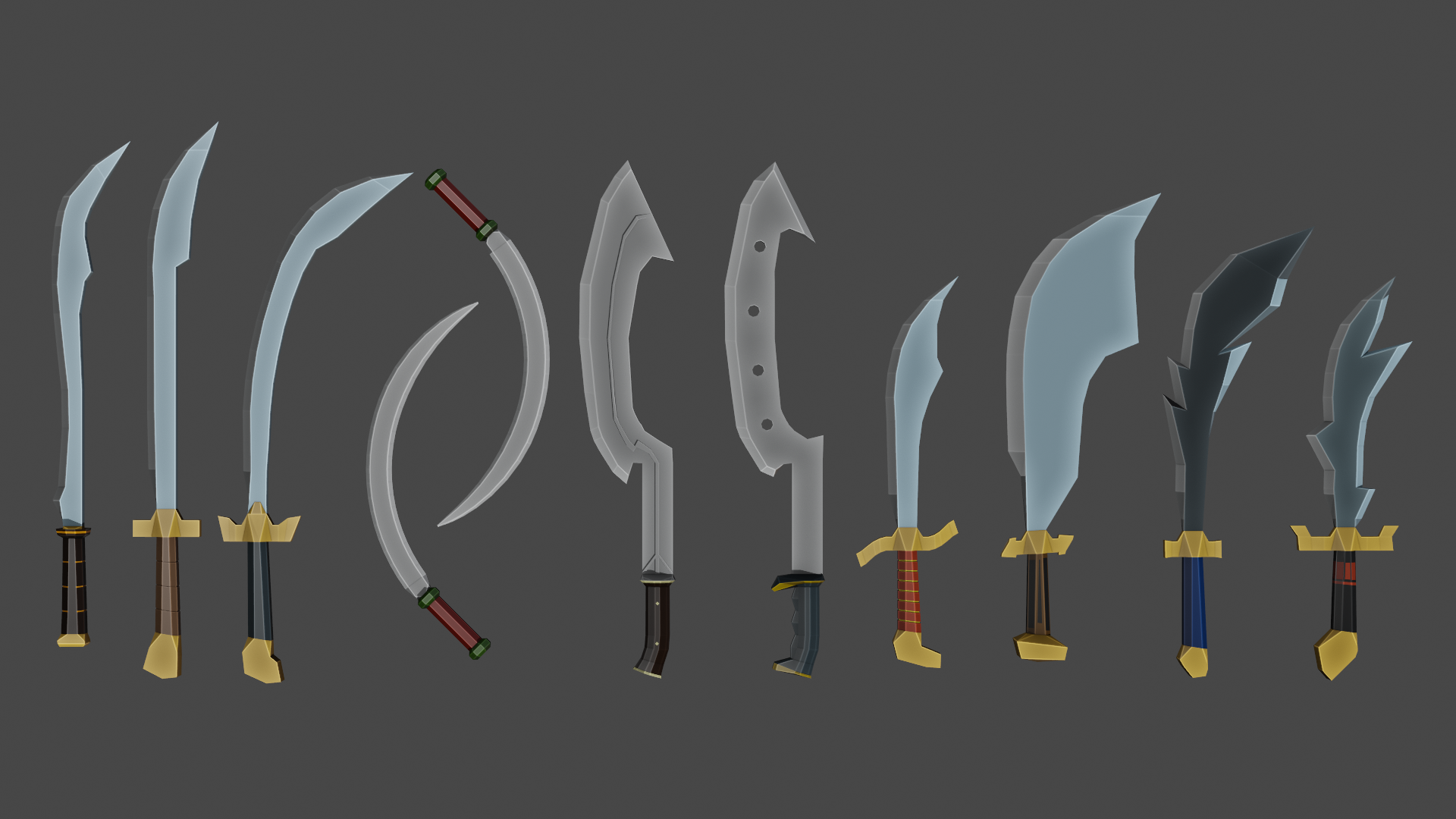 Low poly 10 swords set preview image 2